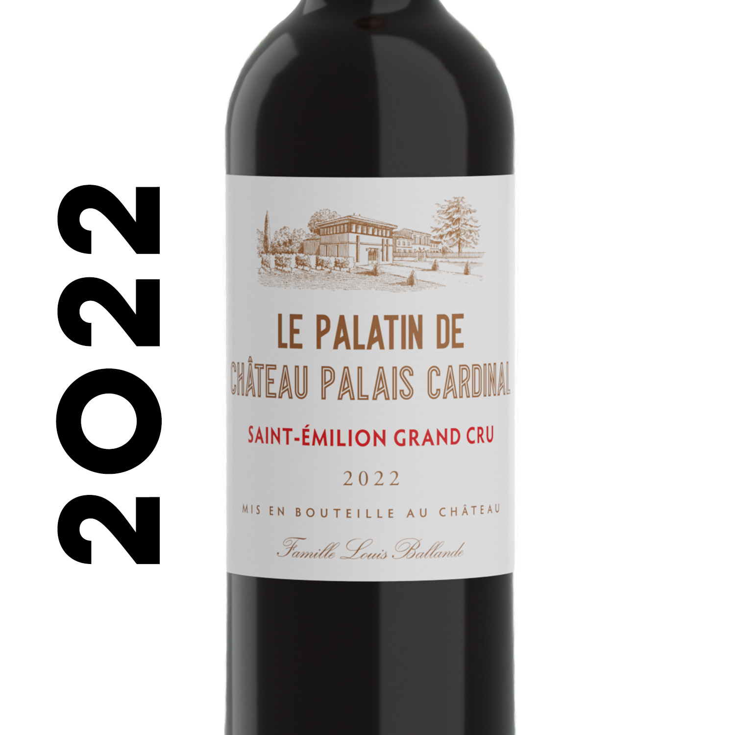 Bouteille de vin rouge Le Palatin – Saint-Émilion Grand Cru du Château Palais Cardinal
