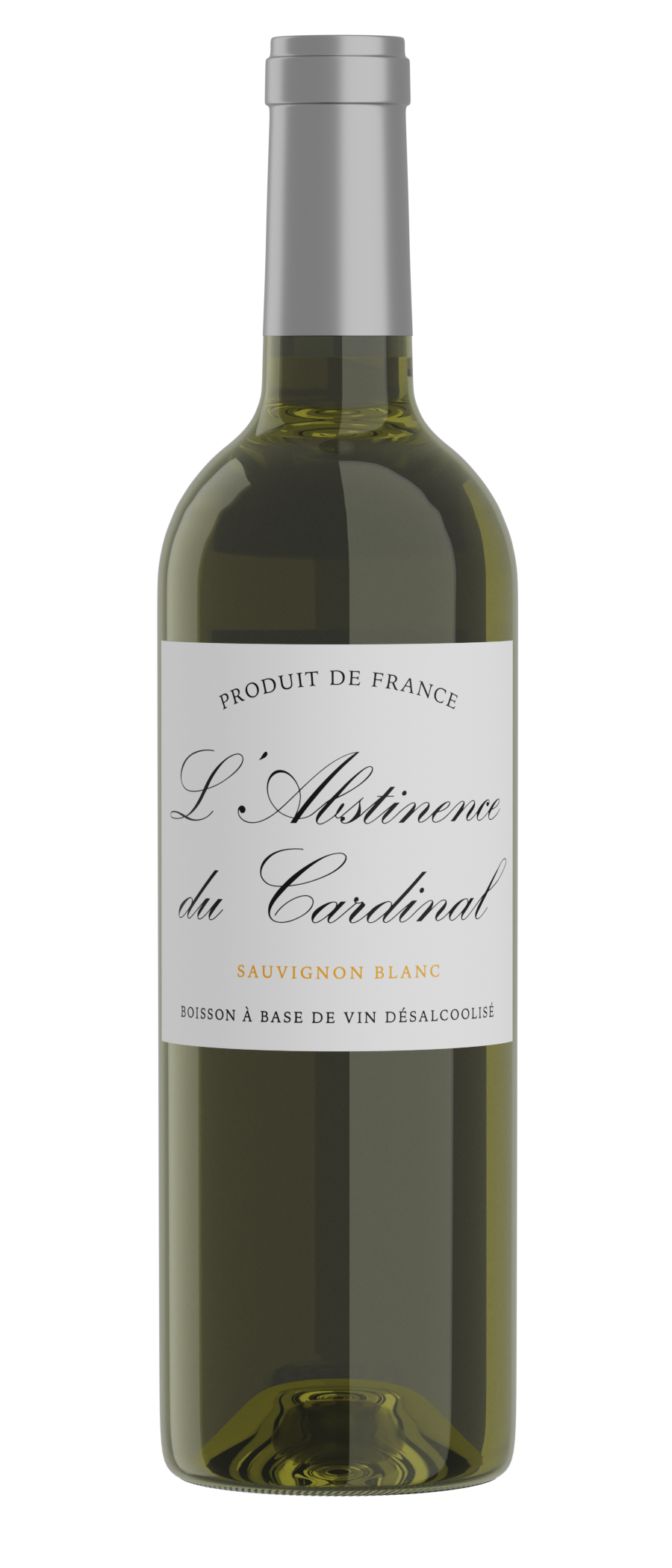 Bouteille de L’Abstinence du Cardinal – vin blanc sans alcool, boisson désalcoolisée au profil frais et fruité.